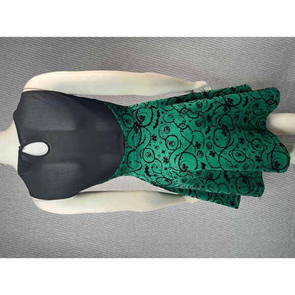 DC Comics‎ Green Black Floral Skater Sleeveless Dress Womens Small Poison Ivy - Picture 9 of 9